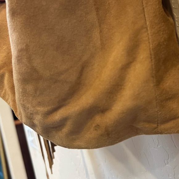 Vintage Western Open Front Super Soft Tan Suade Boho Jacket - Picture 6 of 17